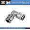 Brass pneumatic elbow nut threaded tube fitting
