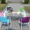 2015 hot sale new style aluminum frame plastic wood dining set WPC dining table chairs