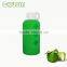 high-grade borosilicate glass water bottle with rubber silicone sleeve covered