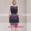 HT14 New Style Elegant Sweetheart Sleeveless Short Prom Dresses Sheath Beaded Satin Purple Dressed For Festa