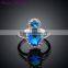 Fashion Big Sapphire Blue Zircon Crystal Ring Party Engagement Exaggerated Wedding Rings for Women Platinum Plated Wedding Ring