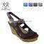 2016 fuzzy PU latest high heel wedge fashion women fancy girls sandals