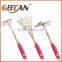 4pcs kids garden tools set floral printing shovel,rake,fork with plastic handle