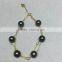 AAA 7.5-8mm black Japanese Akoya pearl with gold chain bracelet