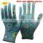 NMSAFETY EN388 13 gauge nylon or polyester liner coated flower print PU gardening work gloves