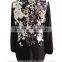Round Collar Long Sleeve Chiffon Shirt with Front Floral Print Blouse Tunic Dress