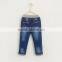 Cartoon Cat Casual Denim Trousers Embroidered Flowers for Chid Girl