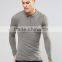 Custom Long Sleeve Three Button Placket men's 100% Cotton 200gsm Lightweight Knit Casual Tight Slim Fit Grey Polo Shirt