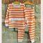 Wholesale winter children pajamas thick stripe long sleeve pants pajamas