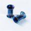 5mm Stainless Steel Ear Stretcher Expander Cylinder Blue Body Pirercing Jewelry