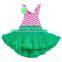 Girl Sweet Green Wave Line Tutu Dress wholesale New Design Kids Dance Dress
