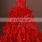 HMY-S055 Real Images Customized Charming Red Satin Organza Floor-Length Ball Gown Wedding Dresses 2015