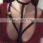 Womens Black Elastic Body Harness Bandage Bra Top Cross Crop Straps