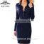 2016 BAIYIMO Women's Vintage Navy Style Long Sleeve Slim Business Pencil Dress