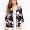 Kimono in Floral Print chiffon blouses woman clothing blouse floral chiffon kimono half sleeve nice
