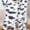 Milk Cow Cartoon Flannel Conjoined Polyester Pajamas