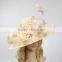 Wholesale Wide Brim Hat Flower With Feather Church Philippine Sinamay Hat Quality Choice