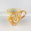 white 400ml custom logo purple ceramic embossed stoneware coffee tea mug