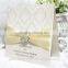 Luxury Jeweled Customized Flocking Fabric Wedding Invitation Card