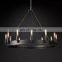Modern luxury American retro room hotel decoration round chandelier lighting Camino retro filament glass lampshade chandelier