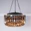 Modern Indoor Brass Hanging Lamp Black Finish Iron Crystal Design LED Decorative Pendant Light Hotel Living Room Wholesale
