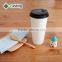 starbucks disposable white paper coffee cup with lid and sleeve