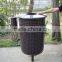 Pedestal embedded mount garbage waste bin galvanized steel outdoor garbage bin