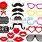 31 pcs On A Stick Photo Mustache Booth Props Christmas Birthday Wedding Party Photos Props