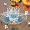 drinkware glass tea cup and saucer set with colored