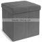 Foldable Storage Ottoman, 15 by 15 by 15-Inch, Grey Suede