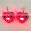 4th of July light up heart flag pierced led earrings
