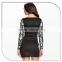 Popular Lady Short Black Viscose Dress with Sequin Printevening sequins beaded dresses