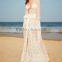 latest fashion long sleeve beach Kimono Crochet Trim Embroidered Sheer Maxi Kimono