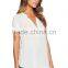 fashion ladies white blouse summer short sleeve chiffon women shirts