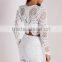 Crochet ladies fashion two piece sets three color designs Bridesmaide wear white lace sets