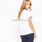 Girls v neck short sleeve plain white t-shirts cotton polyester