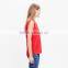 Red modern linen muscle ladies tank top