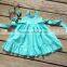 Latest Kids Modeling Clothes Fairy Mint Green Cotton Dress Children Lace Frocks