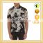 Palm leaf print short sleeved shirt with chest pocket