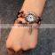 Women Retro Pendant Quartz Watch Multi-color Imitation Agate Beads Bracelet Lady Casual Wristwatch