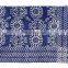 4 X 6 Ft Blue Cotton Block Print Accent Area Dhurrie Rug Hand Woven Flat Weave