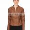 suede leather slim fit khaki women jacket autumn 2016 fashion jacket for women store with pocket in