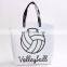 New arrival canvas yellow and white Softball tote bag