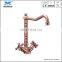 Traditional red bronze taps vintage kitchen sink faucet with 2 idnividual handle water tap