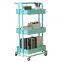 Stainless Steel Vegetable Trolley Kitchen Cart White Rolling Island With Storage