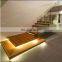 Modern wood floating stairs staircase with led light design made in china