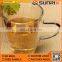 Double Walled Heatproof Clear Big Glass Tea Cup With Handle