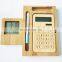 Bamboo wooden logo scientific calculator pen tray weather electronic alarm clock with temperature and humidity three-piece set