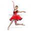 Classic Chinese Red Ballet Performance Tutu Dress With Fashionable Tassel and V Lace Front