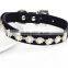 Yak wool leather pet collar handmade pearl diamond dog collar